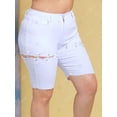thumbnail image 3 of Cordones arriba dobladillo crudo más tamaño biker denim shorts Rosegal Pantalones cortos de talla grande, 3 of 5