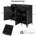 thumbnail image 5 of 47.5"W Wicker Outdoor Storage Cabinet with Tempered Glass Desktop, Weather-proof Rattan Bar Table with Three Doors, Adjustable Shelf, and One Drawer, for Outdoor Cushions, Pool Toys , Black Brown, 5 of 5