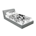 thumbnail image 2 of Ambesonne Black White Fitted Sheet & Pillow Sham Set, Medieval Knight, Twinxl, Black White, 2 of 2