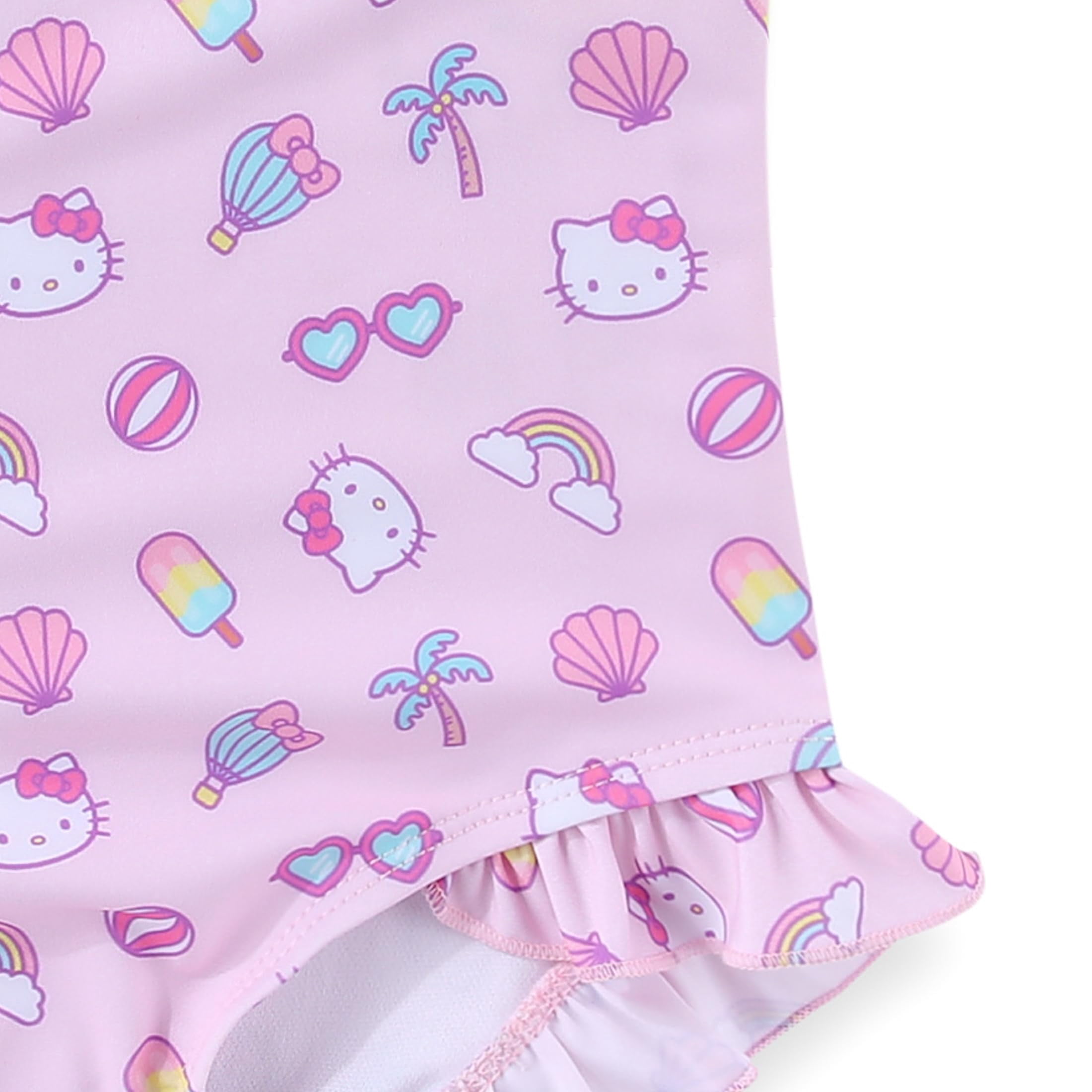 Hello Kitty Sanrio UPF 50+ One Piece Swimsuit Bathing Suit (Girls), Sizes 4-6X