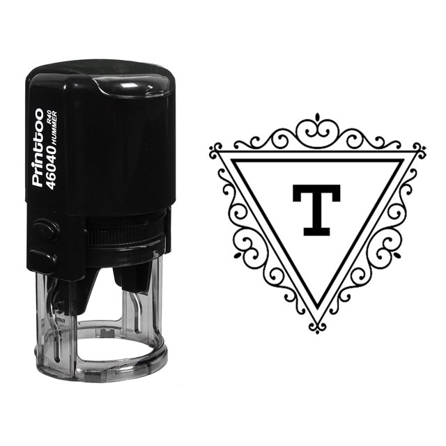 Printtoo Bureau Papeterie Auto Encrage Trinagle Tourbillon Bordure T Alphabet Monogramme Initiale R-40 Tampon en Caoutchouc