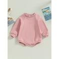 thumbnail image 3 of Baby Boy Girl Sweatshirt Romper Oversized Sweater Onesie Basic Solid Crewneck Long Sleeve Romper Fall Winter Clothes, 3 of 8