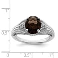thumbnail image 4 of Sterling Silver Rhodium Oval Smoky Quartz & Diamond Ring, 4 of 5