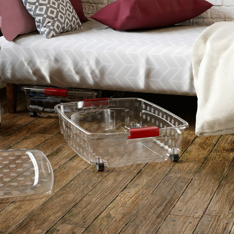 NO break 9 Gallon Underbed Locking Lid Plastic Storage Bin Clear 4 Count Walmart