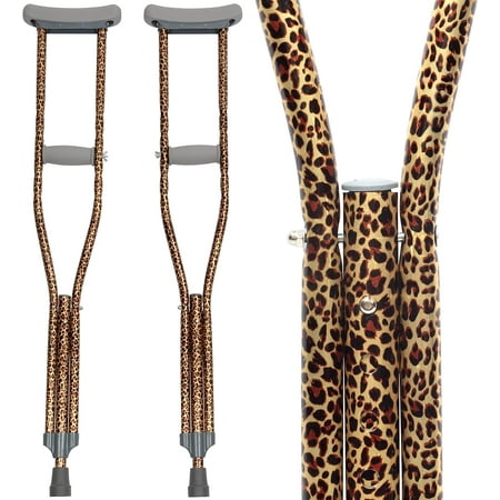 My Crutches-Designed Colored Crutches for Teens, Adults with Adjustable Grip & Length (Heights 5'2" - 5'10") - Lightweight, Durable Aluminum with Underarm Padding for Comfort (Cheetah)