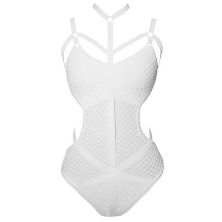 Minimizer Bras for Women Ultra Thin Sexy Fashion Mesh See Through Strap Sexy Lingerie Jumpsuit Push Up Bras for Women(Size:2XL)