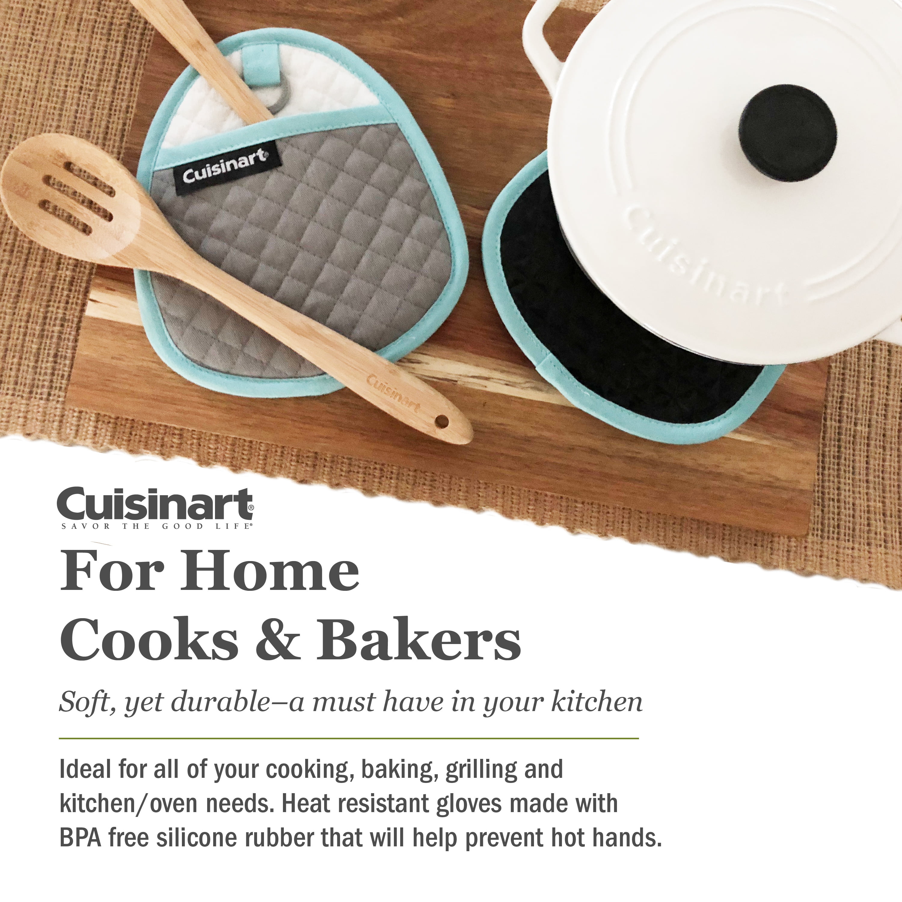 Cuisinart double quilted oven mit gray pot holder gourmet hot holder  kitchen