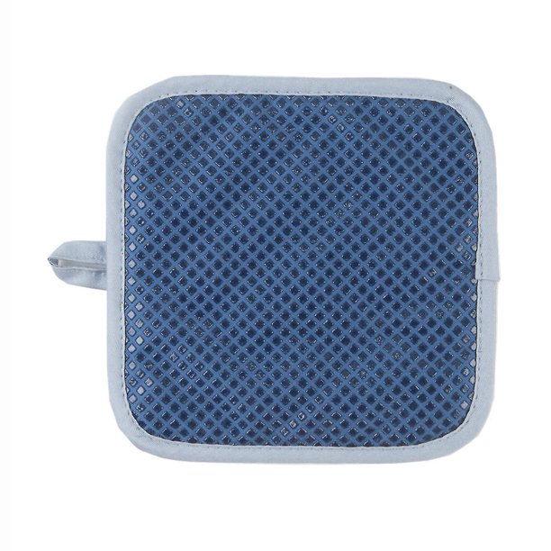 Estera de mesa antideslizante de silicona a cuadros cuadrada azul