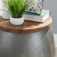 thumbnail image 2 of Powell Wesmar Metal Indoor Drum Accent Table with Storage, 20.5" Tall, Pewter, 2 of 10