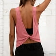 thumbnail image 2 of Open Back Workout Tops for Women Athletic Backless Tank Tops Sleeveless Running T Shirts Yoga Going Out Gym Clothes Hot Pink, 2 of 9
