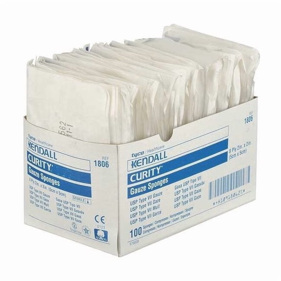 Covidien Sponge, Sterile, White, Gauze, PK100 KCGS019806