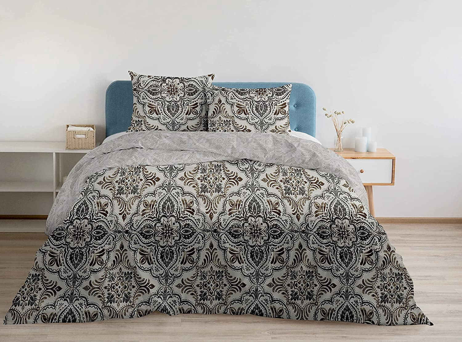 Delara Organic Cotton Duvet Sets 300 Thread Count, 3 Piece Duvet Cover with 2 Shams, King