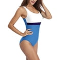 thumbnail image 3 of Womens Athletic One Piece Swimsuits Racerback Padded Bathing Suit Sport Swimwear Color Block, 3 of 6