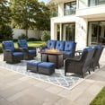thumbnail image 2 of Bellefurn 10 Pieces Patio Furniture Sets with Fire Pit Table and Swivel Rocker,High-Back Rattan Patio Outdoor Conversation Set with 3-Seat Sofa,Ottoman & Side Table for Porch Backyard, 2 of 13