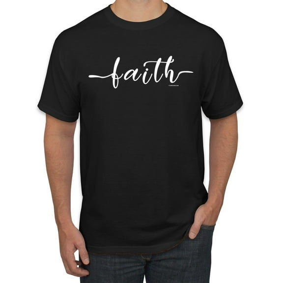 Classic Cursive Christian Faith Quote Inspirational/Christian Men's Graphic T-Shirt, Black, Small