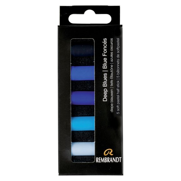 Rembrandt Soft Pastel Set, Half-Stick, 5-Colors, Deep Blues