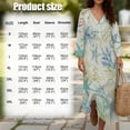 thumbnail image 6 of DISNIMO Dresses for Women Starfish Flower Print Imitation Linen Casual Maxi Dress V Neck Dress 3/4 Sleeve Loose Fit Shift Dresses, L, 6 of 6