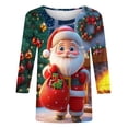 thumbnail image 5 of successthop Christmas Top Women Ugly Graphic Santa Plus Size 3/4 Sleeve Clothe Oversized Crewneck Trendy Shirts, 5 of 6