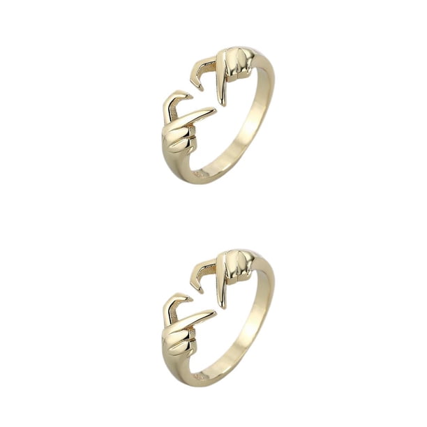 Guardurnaity Anillo de apertura Ajustable Boda Elegante Joyería exquisita Aleación de zinc Moda Compromiso Decoración Amistad Regalo Oro Oro 2piezas