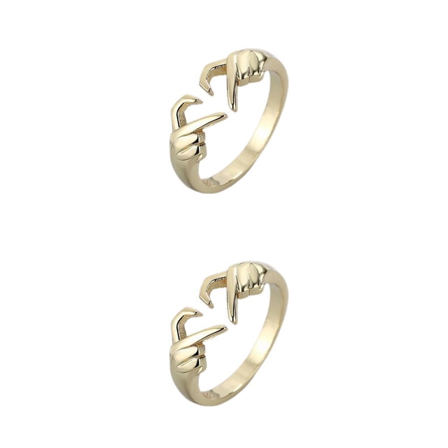 Qarigey Anillo de apertura Ajustable Mujeres Hombres Joyería elegante Moda Compromiso Romántico Elegante Casual Amistad Regalo Oro Oro 2piezas