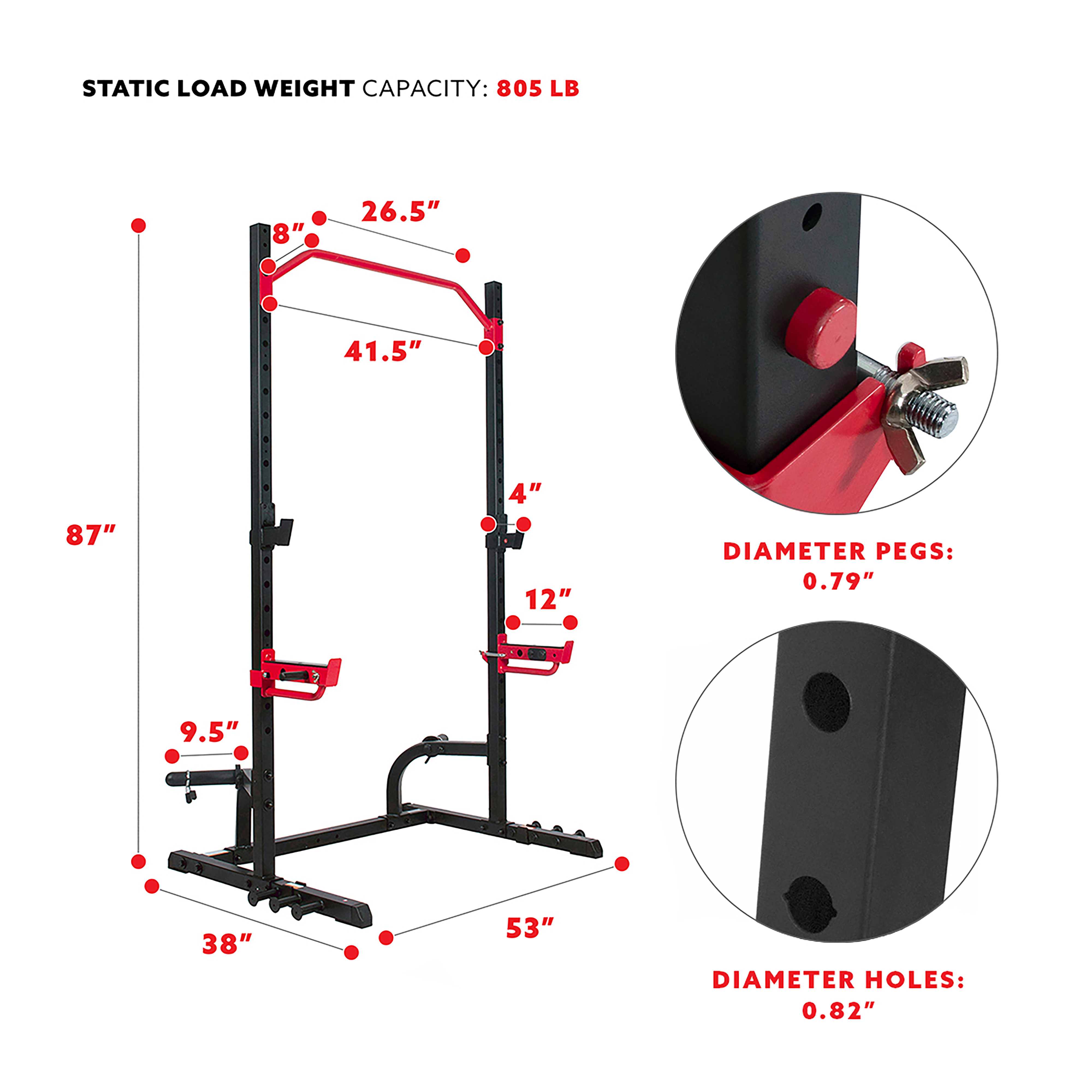 Sunny Health & Fitness Power Zone Squat Rack Power Rack Power Cage for Strength Training Home Gym Squat Cage, SF-XF9931 - image 3 of 13