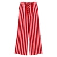 thumbnail image 6 of Endives Wide Leg Pants for Women Summer Striped Loose Straight Leg Elastic Waist Trousers with Pockets Vacation Outfits Flowy Pants for Women, 6 of 6