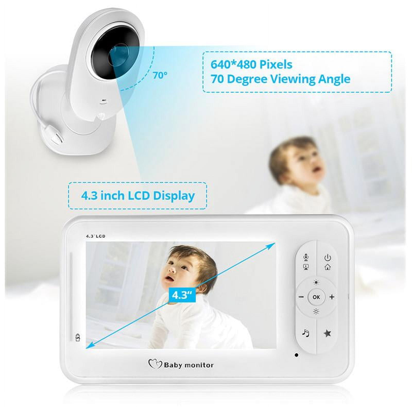 Gtekpros MB98 Baby Audio-Video Monitor 4.3"  Lullabies Pan-Tilt 2-Way Audio Temperature Monitoring   Night Vision Camera