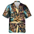 thumbnail image 3 of Camisas de playa con estampado 3D de perros y música, divertidas camisas de manga corta con un solo botón y gráfico de perro mascota para hombres, blusas con solapa, 3 of 5