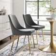 thumbnail image 3 of Modway Viscount Performance Velvet Dining Chairs - Set of 2 in Gold Charcoal, 3 of 10