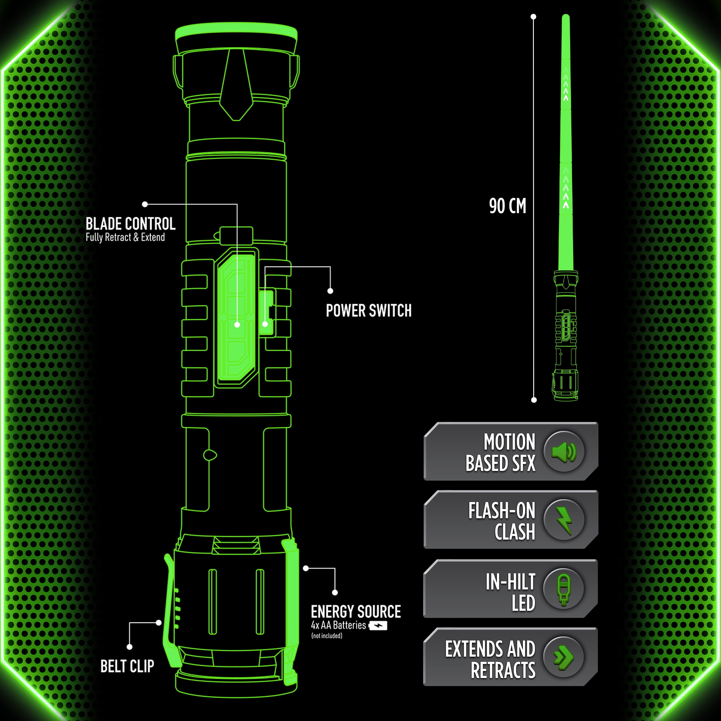 Power Saber Energy Blade Green with Realistic & Safe Battle Action Suitable for Fans of all Ages