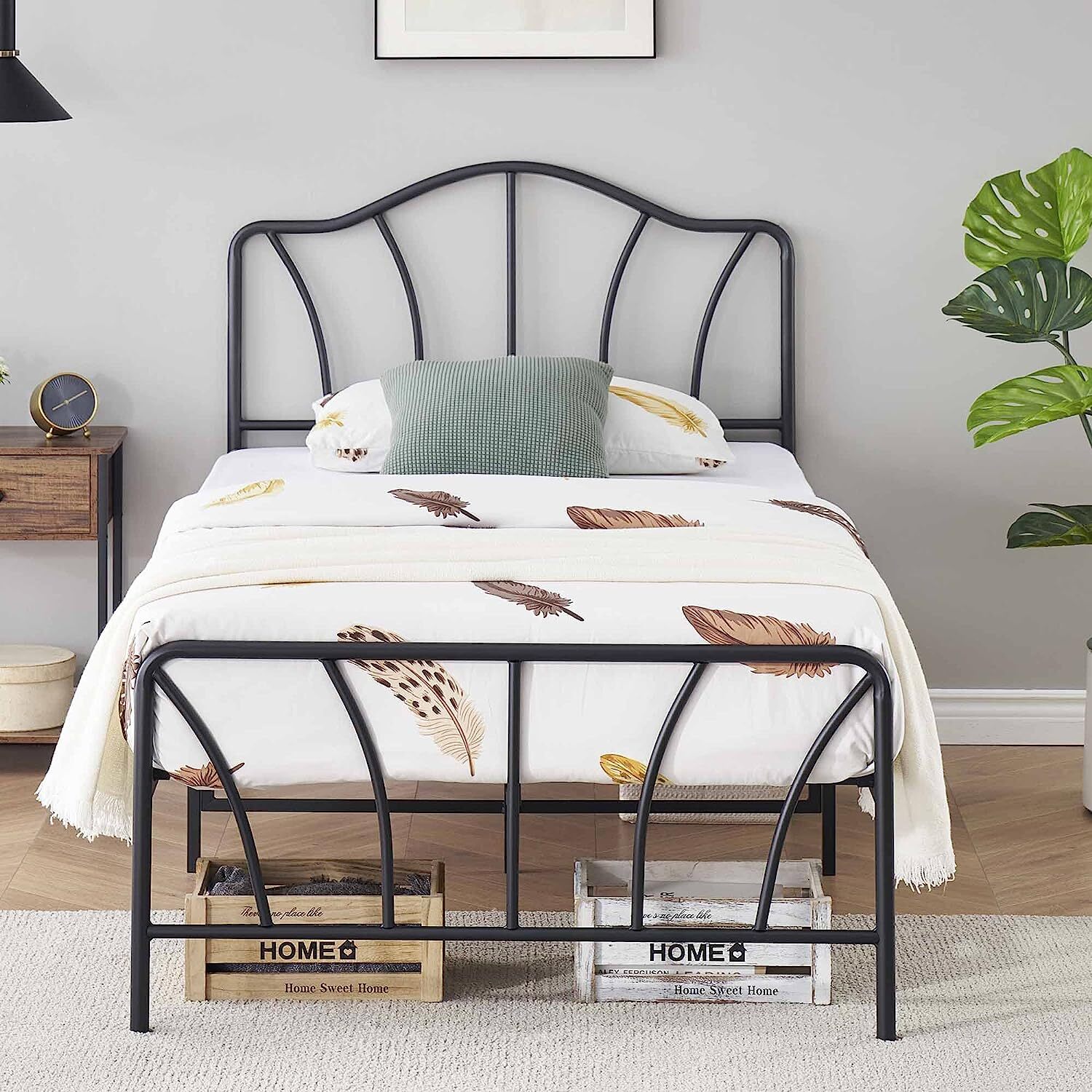 JOMILLY 14 Inch Twin Bed Frame Mattress Foundation with Storage, Bed