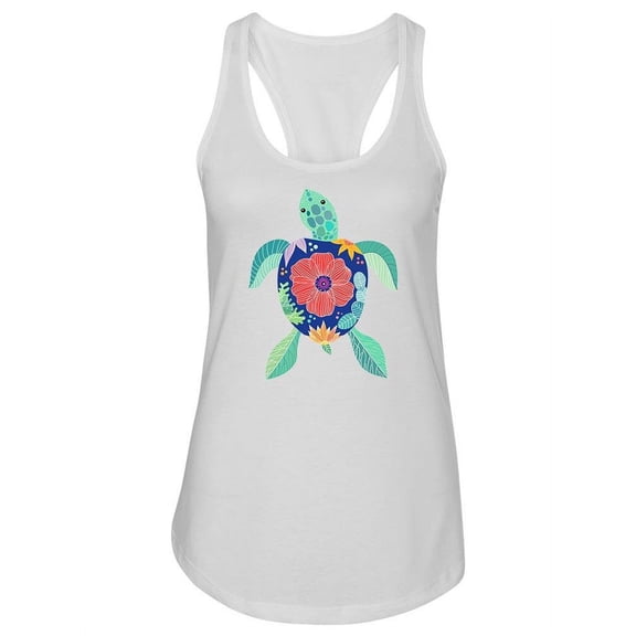Turtle With Floral Pattern Tank Women -Image by Shutterstock, Female XX-Large