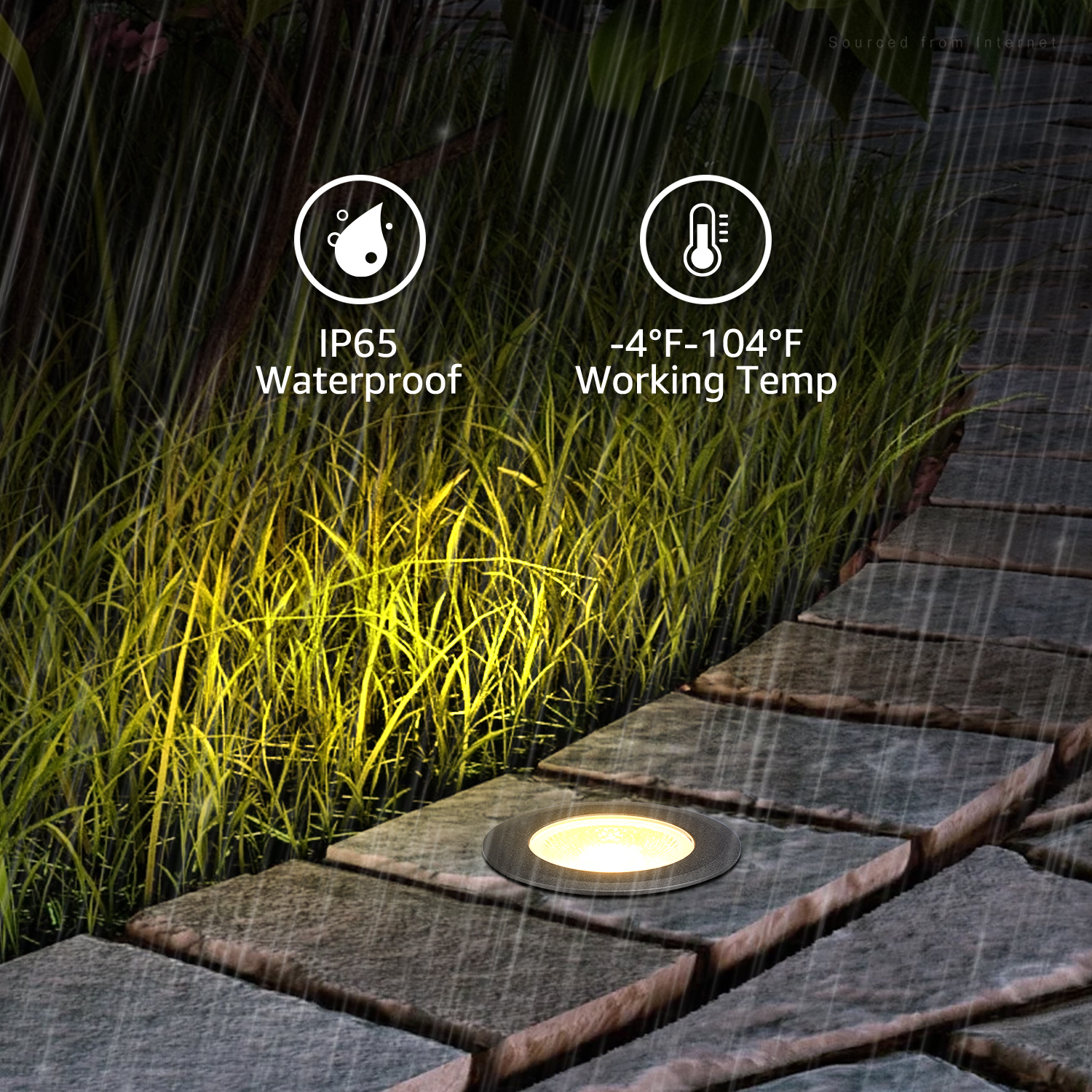 LEONLITE 12 Pack 7W LED Outdoor Well Light, 12-24V AC/DC In-Ground  Landscape Lighting, IP67 Waterproof Linkable Pathway Lights, 3000K Warm  White, for Yard, Garden, Patio