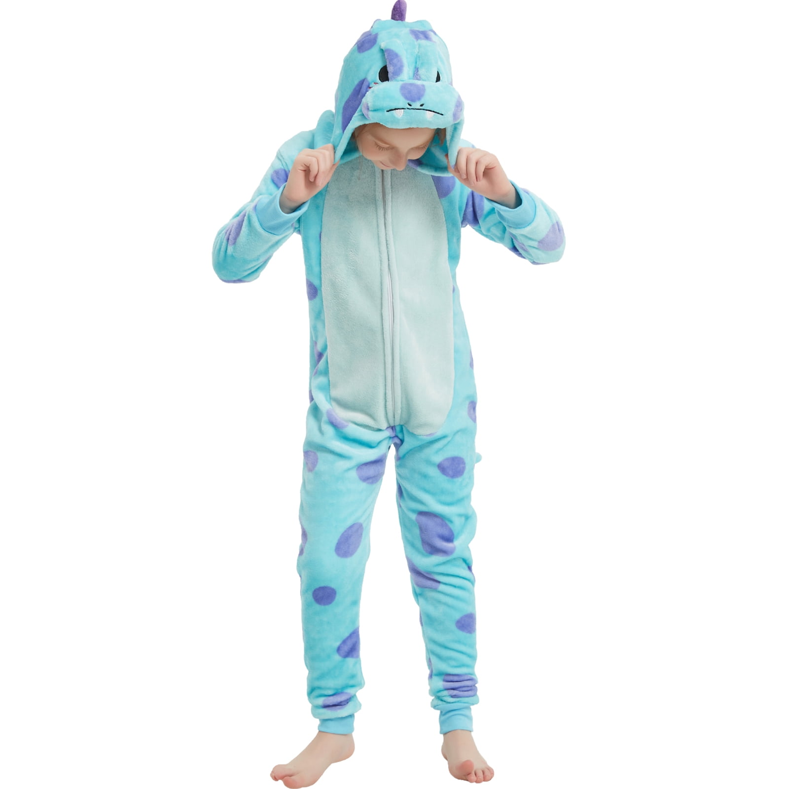 SWEETXIN Kids Dinosaur One-Piece Pajamas Halloween Snug Plush Costume Sleepwear Christmas Gifts for Girls Boys 6Years