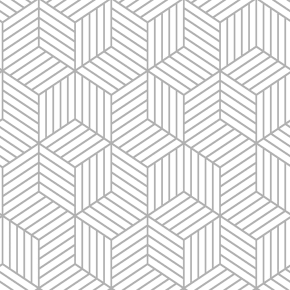 RoomMates Striped Hexagon Grey Peel and Stick Wallpaper