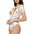 thumbnail image 2 of KLL Women 's Crew Neck Bodysuit Jumpsuits Cute Dog Print Short onesies Stretch T Shirts, 2 of 7