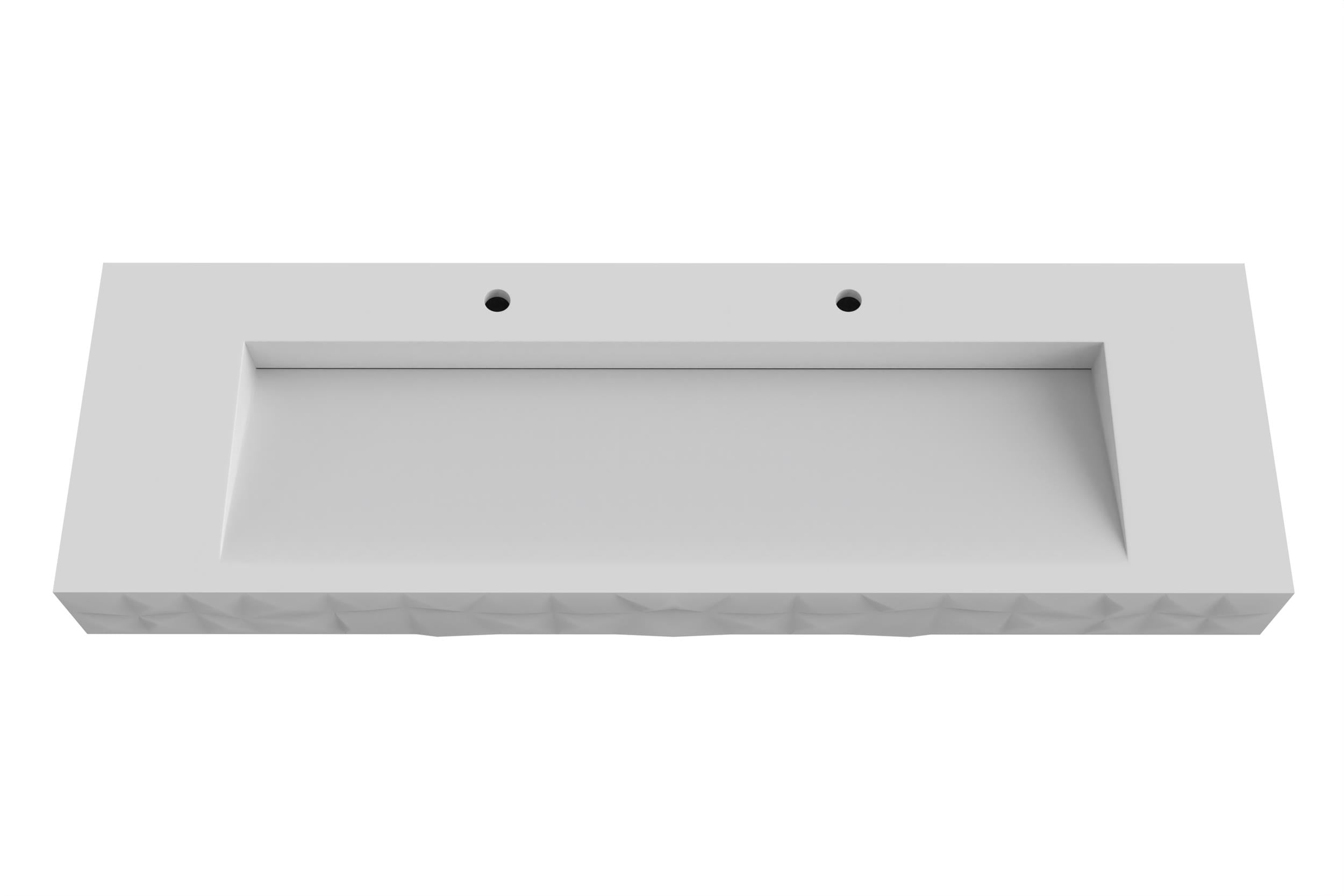 Knightsbrook 60" Floating White Wall Mounted Bathroom Solid Surface Stone Sink