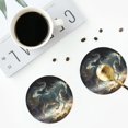 thumbnail image 4 of Fuzoiu Space White Horse Print Leather Coasters Set,Drink Coasters Set of 4,for Tabletop Protection, Durable PVC Coasters,Home Décor and Housewarming Gift-Round Shape, 4 of 6