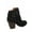 Black SV, variant on Dian Women's Zip Almond Toe Straps Western Chunky High Heel Booties Shoes