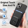 thumbnail image 6 of Magnetic Carbon Fiber Case for iPhone 15 with Holder Kickstand, Fiber Texture Wallet Phone Case with Card Holder Durable Military Grade Protection Cover for iPhone 15, Black, 6 of 10