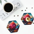 thumbnail image 4 of Disketp Colorful Stone World Funny Coasters,4 Pcs Leather Coasters with Holder, Perfect Housewarming Hostess Gifts,Protect Furniture from Water Marks Scratch and Damage-Hexagon, 4 of 6