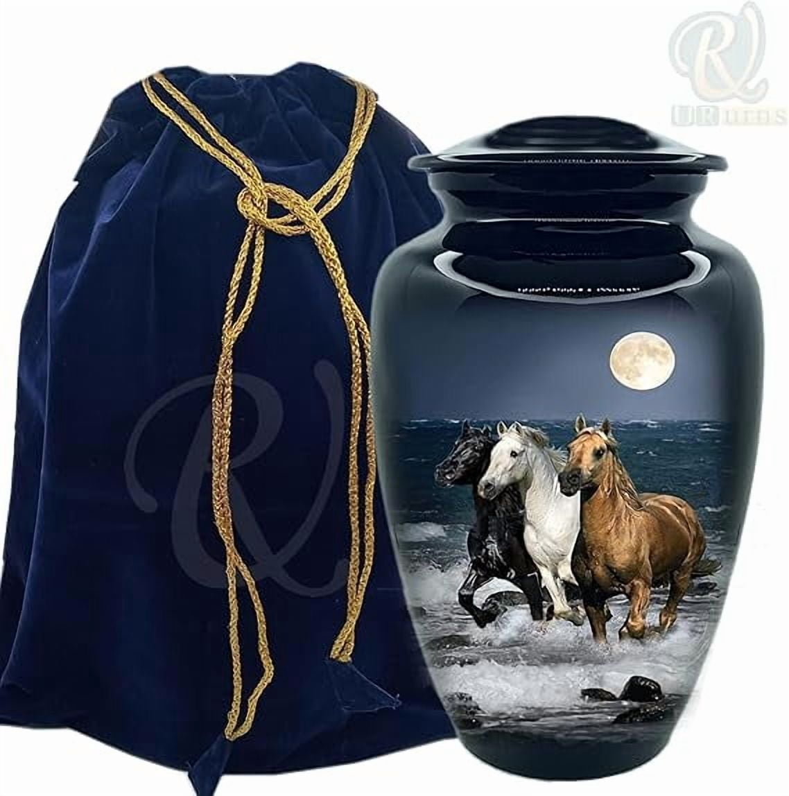UR Cremation Urns- Three Running Horse Adult Urn –Best Urn for Human Ashes – Funeral Urn (Adult (200 lbs) – 10.5 x 6 “, US Cremation Urn)