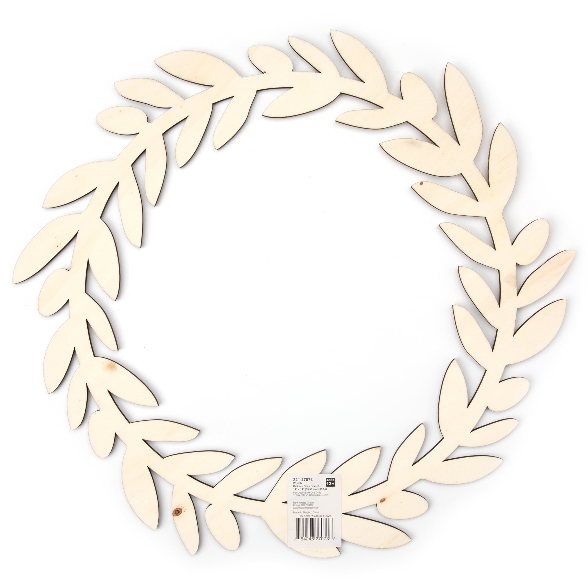 Cousin DIY Unfinished Wood Olive Branch Wreath, 14x14 Inches