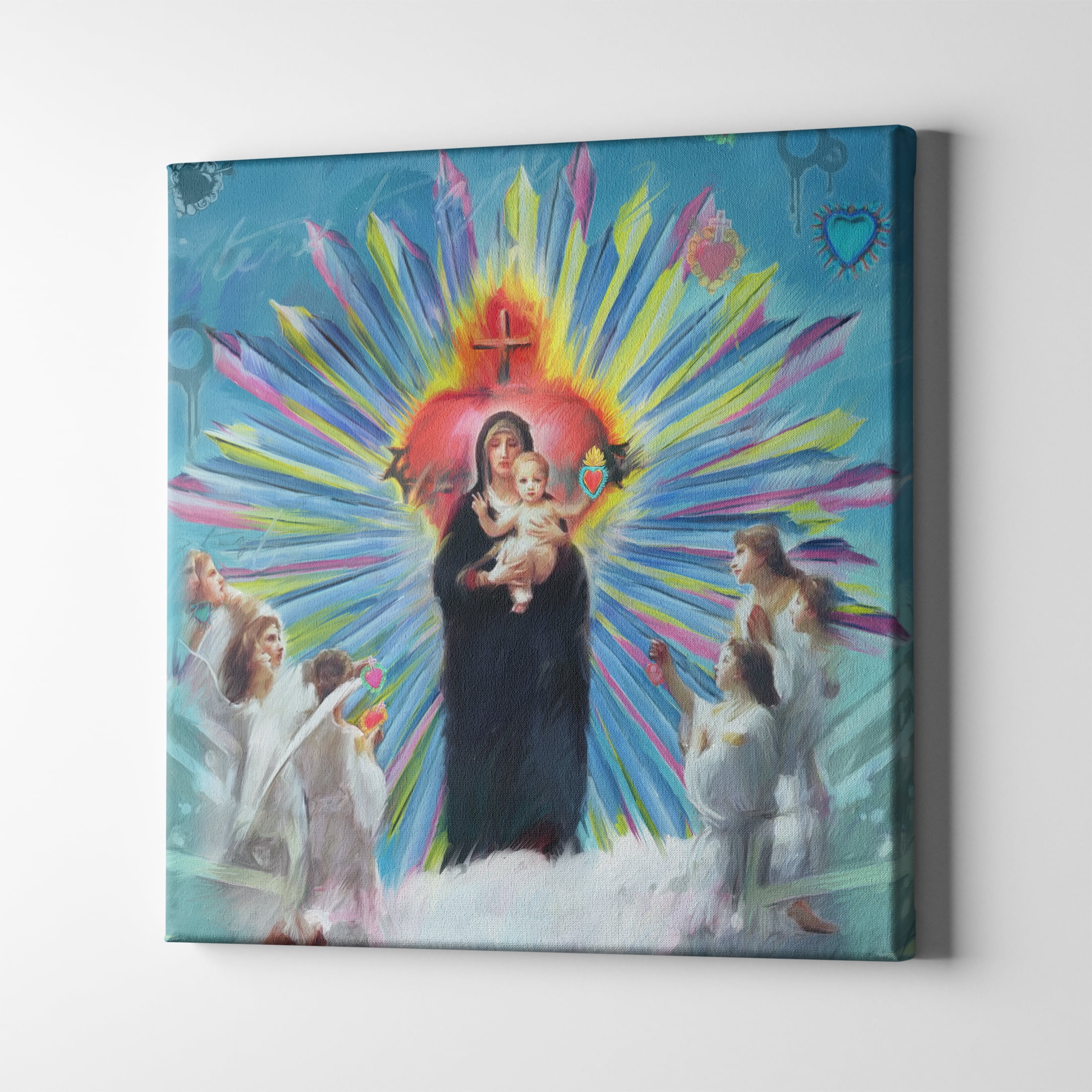 Divine Jesus Christ and Virgin Mary Canvas Wall Art, 24" x 24"