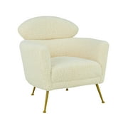 TOV Furniture Welsh Faux Shearling Cream Chair With Gold Legs