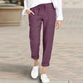 thumbnail image 2 of BJUTIR Womens Casual Pants Comfortable Fashion Solid Color Cotton Linen Pocket Draw String Casual Cargo Pants, 2 of 7