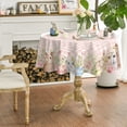 thumbnail image 5 of Easter Tablecloth 60×60 Inch Round, Bunnies Pink Buffalo Plaid Spring Washable Table Cover for Party Picnic Dinner Decor, 5 of 6