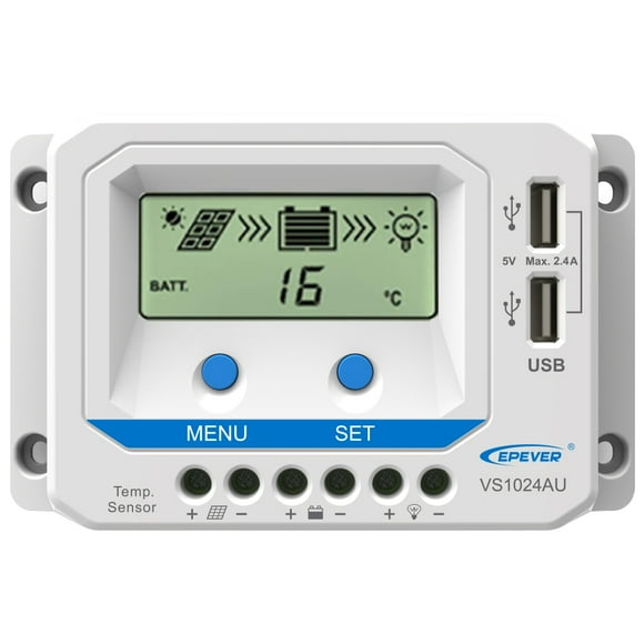 ViewStar-AU Série 10A PWM Régulateur de Charge Solaire pour 12V/24V Système de Panneau Solaire LCD Affichage Négatif