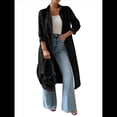 thumbnail image 2 of Camisas Casuales de Media con Botones para Mujer, Blusas Largas con Solapa , Tops Negro XL, 2 of 9