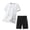 White, variant on jobturf Men's 2 Piece Set Quick Dry Short Sleeve T-Shirt and Zipper Pocket Shorts Workout Sets Summer Plus Size Tracksuit M-5XL